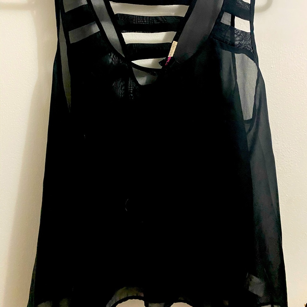 Black flowy sheer tank top